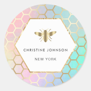 hexagon bee logo classic round sticker