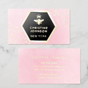 hexagon bee logo foil business cards