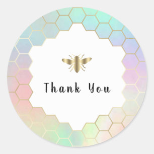 hexagon bee logo thank you classic round sticker