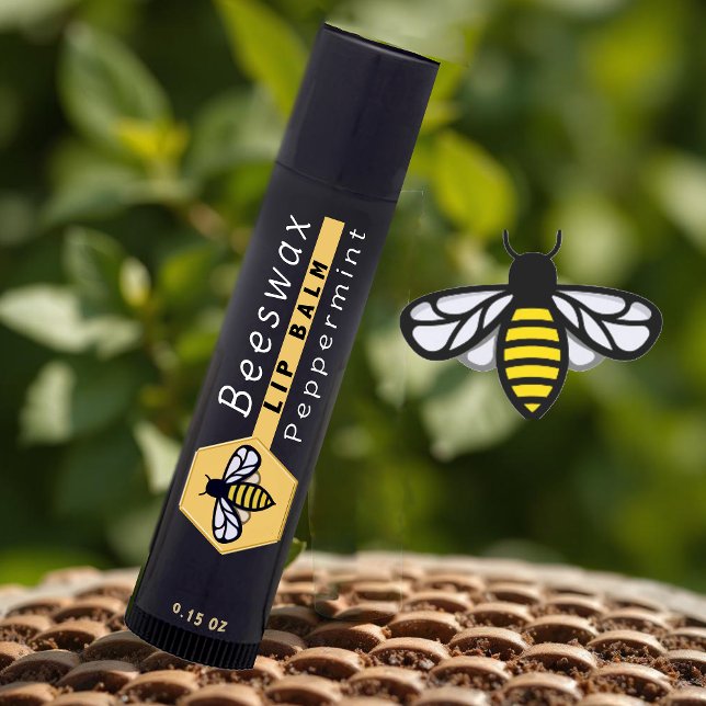 HEXAGON Beeswax Peppermint LIP BALM with BEE  Square Sticker (Creator Uploaded)