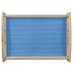 Hexagon Blue Black Pattern Serving Tray