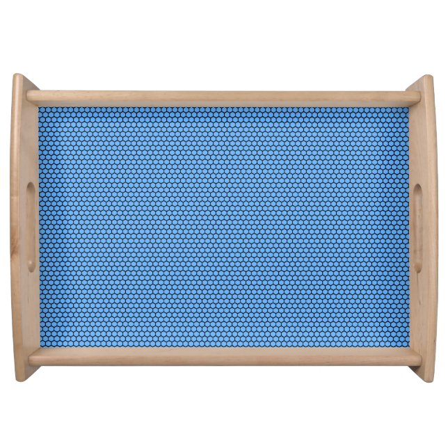 Hexagon Blue Black Pattern Serving Tray (Front)