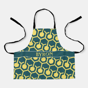Hexagon Blue Yellow Minimal Pattern Apron