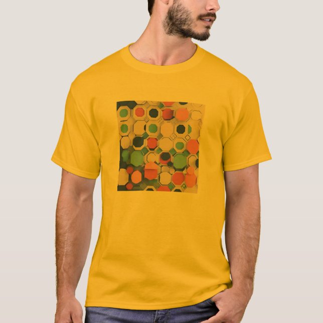 Hexagon Circles: Geometric Art T-Shirt (Front)