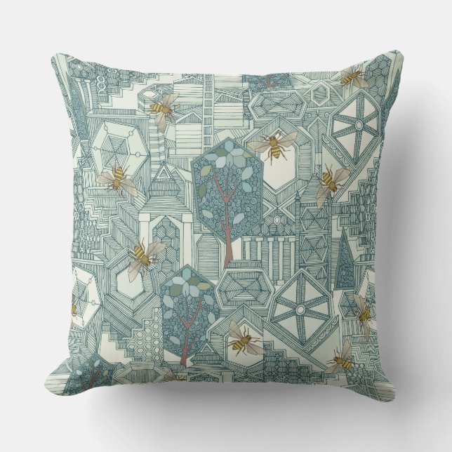 hexagon city throw pillow (Front)