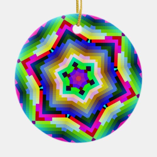 Hexagon Colortable Pattern Ceramic Ornament
