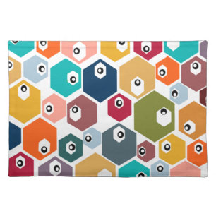 Hexagon Eyeballs  Cloth Placemat