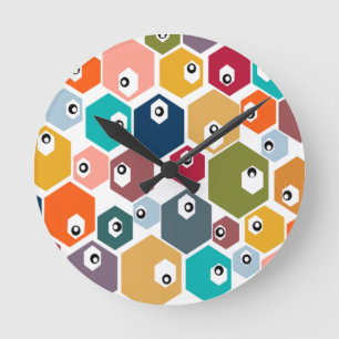 Hexagon Eyeballs Round Clock