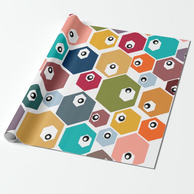 Hexagon Eyeballs  Wrapping Paper (Unrolled)