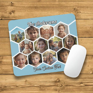 Hexagon Family Photo Collage Mouse Pad