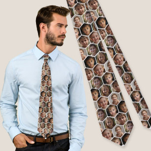 Hexagon Family Photo Collage Neck Tie