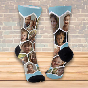 Hexagon Family Photo Collage Socks