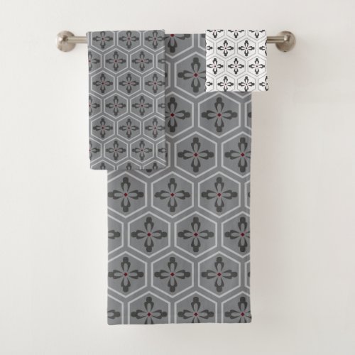 Hexagon floral bath towel set