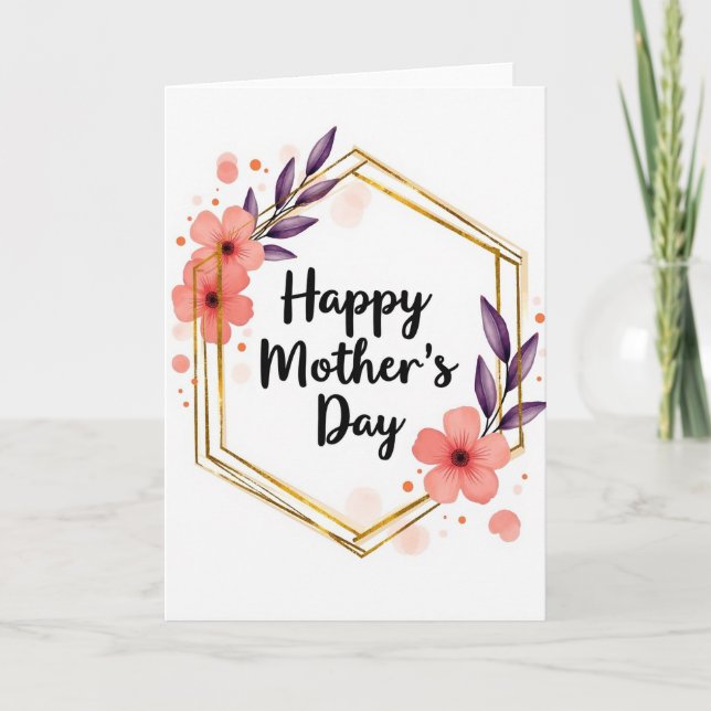Hexagon Floral Frame Card (Front)