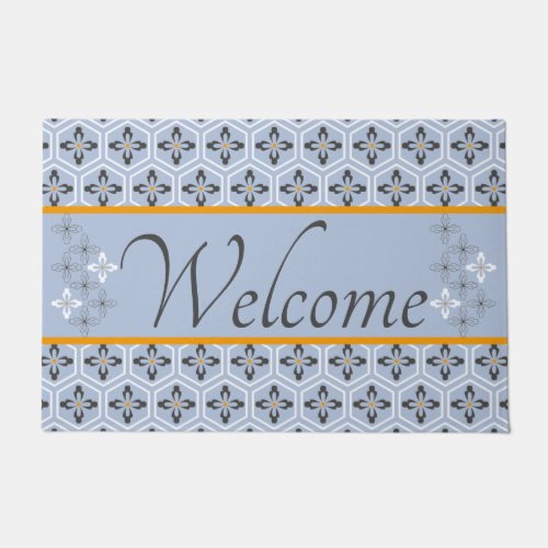 Hexagon Floral Icons Doormat