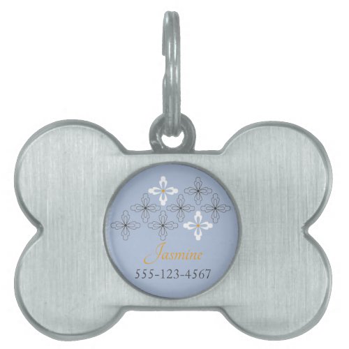 Hexagon Floral Icons Pet ID Tag