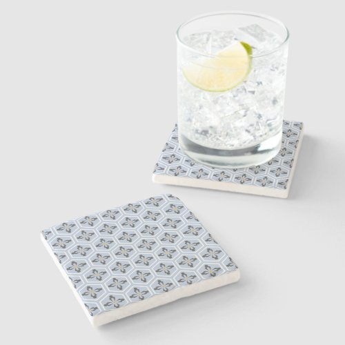 Hexagon Floral Icons Stone Coaster