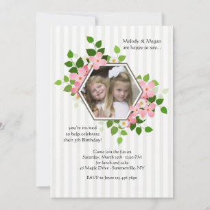Hexagon Floral Photo Invitation