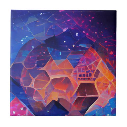 Hexagon geometric colorul space design blue purple ceramic tile