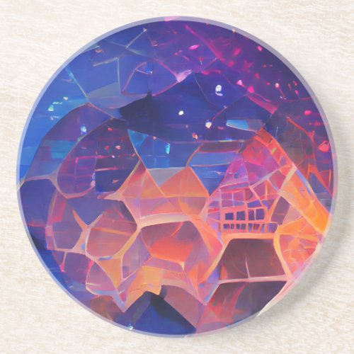 Hexagon geometric colorul space design blue purple coaster