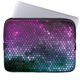 Hexagon geometric gradient Purple and Blue-Green Laptop Sleeve