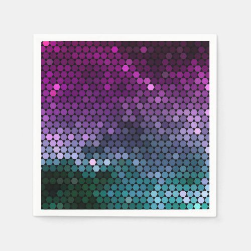 Hexagon geometric gradient Purple and Blue_Green Napkins
