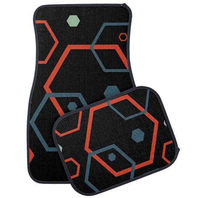 Hexagon Geometric Pattern      Car Floor Mat (Set)