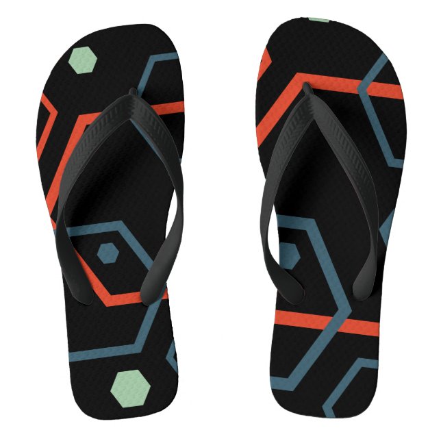 Hexagon Geometric Pattern   Flip Flops (Footbed)