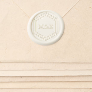 Hexagon Geometric Shape Custom Weddings Monogram Wax Seal Sticker