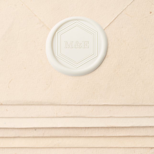 Hexagon Geometric Shape Custom Weddings Monogram Wax Seal Sticker (Front)