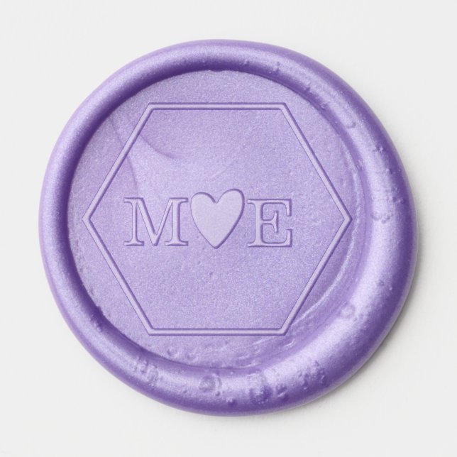  Hexagon Geometric Shape Custom Weddings Monogram Wax Seal Sticker (Front)