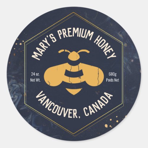 Hexagon Honey Bee Logo Honey Jar Classic Round Sticker