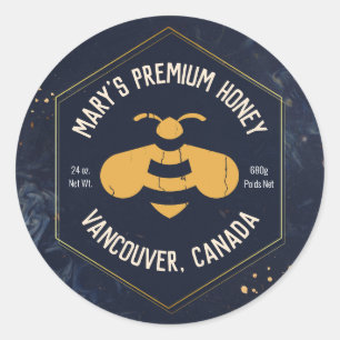 Hexagon Honey Bee Logo Honey Jar Classic Round Sticker