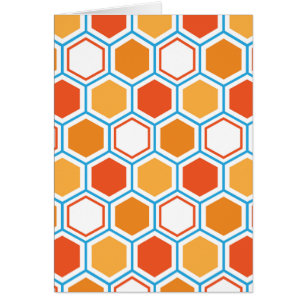Hexagon in orange, blue and white cards