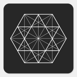 Hexagon lines sacred geometry square sticker