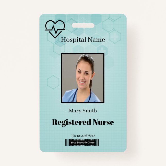 Hexagon Medical Heat Beat Lifeline Photo ID Vertic Badge (Front)