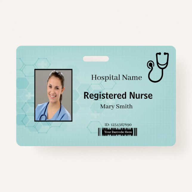 Hexagon Medical Stethoscope Photo ID Badge (Front)