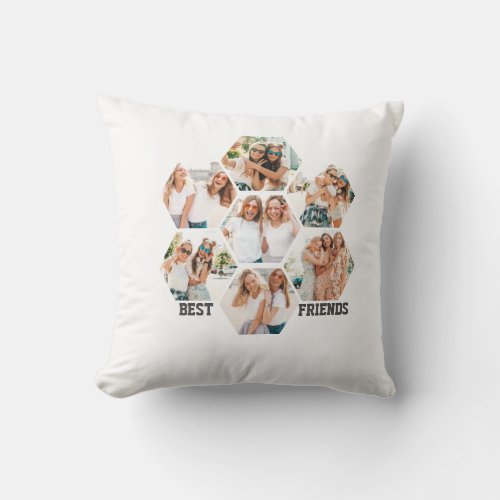 hexagon multi photo best friends stylish throw pillow