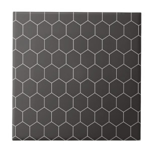 Hexagon Pattern Black Ceramic Tile