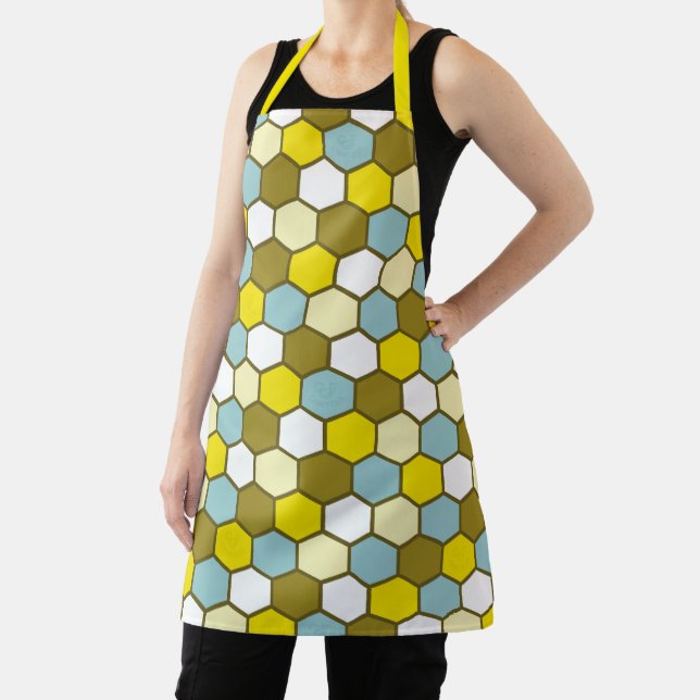Hexagon Pattern in Yellow, Green and Blue Apron (Insitu)