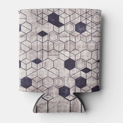 Hexagon pattern isometric grungy print can cooler