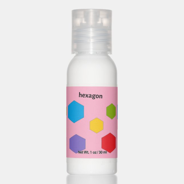 Hexagon pattern on pink hand lotion (Front)