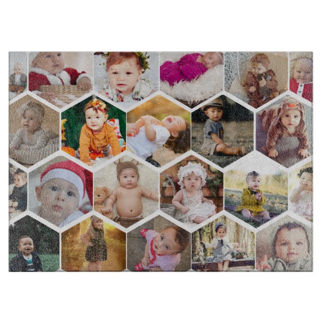 Hexagon Photo Collage Cutting Board (Front)