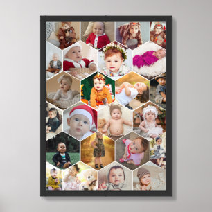 Hexagon Photo Collage Framed Art