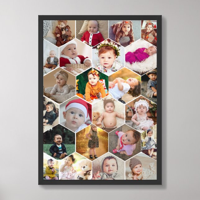 Hexagon Photo Collage Framed Art (Framed Front)