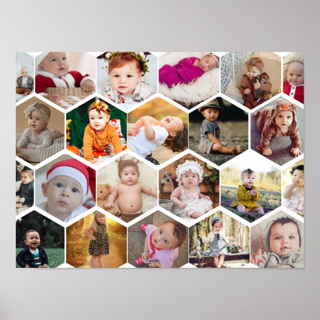 Hexagon Photo Collage Poster (Front)