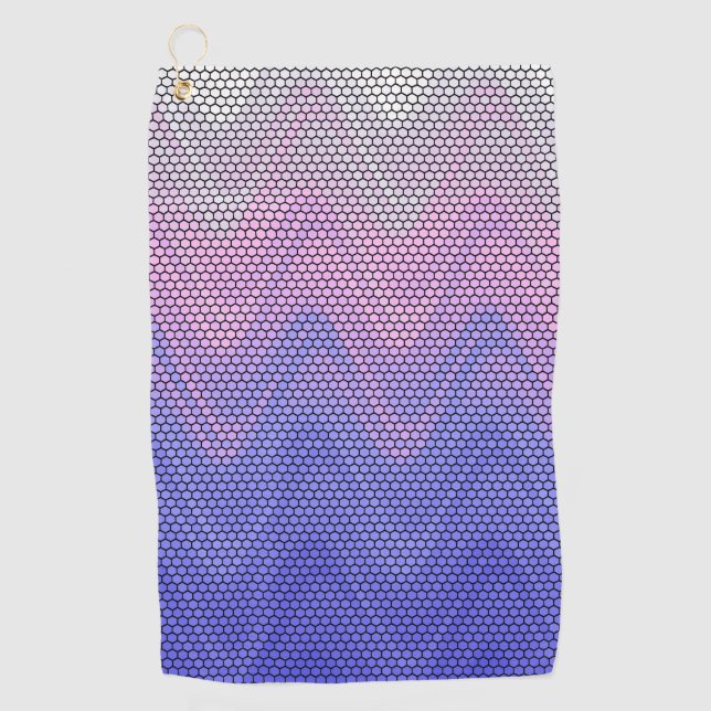 Hexagon Purple Pink Abstract Pattern Golf Towel (Front)
