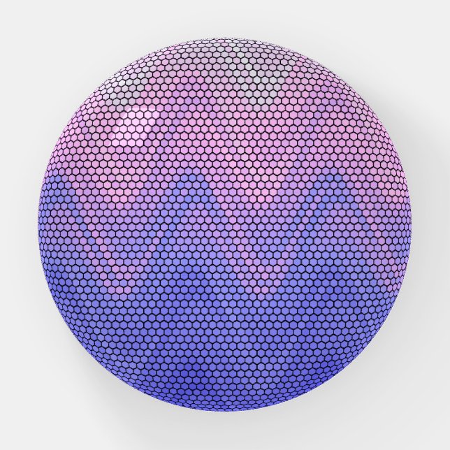 Hexagon Purple Pink Abstract Pattern Paperweight (Front)