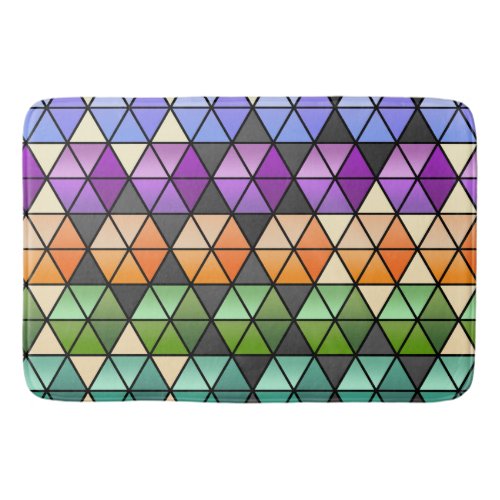 Hexagon Quilt Pattern Warm Vibrant Rainbow Colors Bathroom Mat
