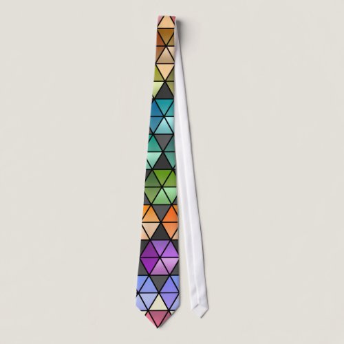 Hexagon Quilt (Warm Rainbow) Neck Tie